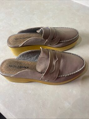 Kelsi Dagger Purplish Brown Leather Slip-On Platform Mules Women’s Size 8